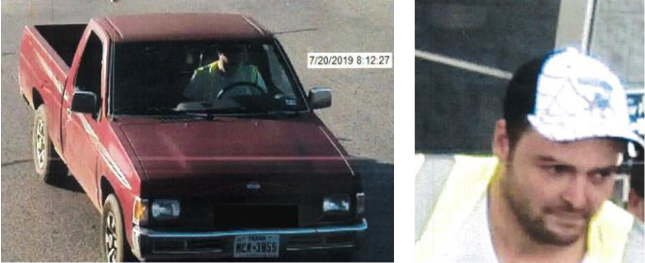 Suspect and Red Truck